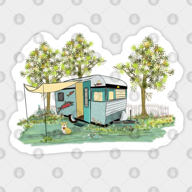 Lets Go Camping! Vintage Retro style..... Sticker by Salzanos